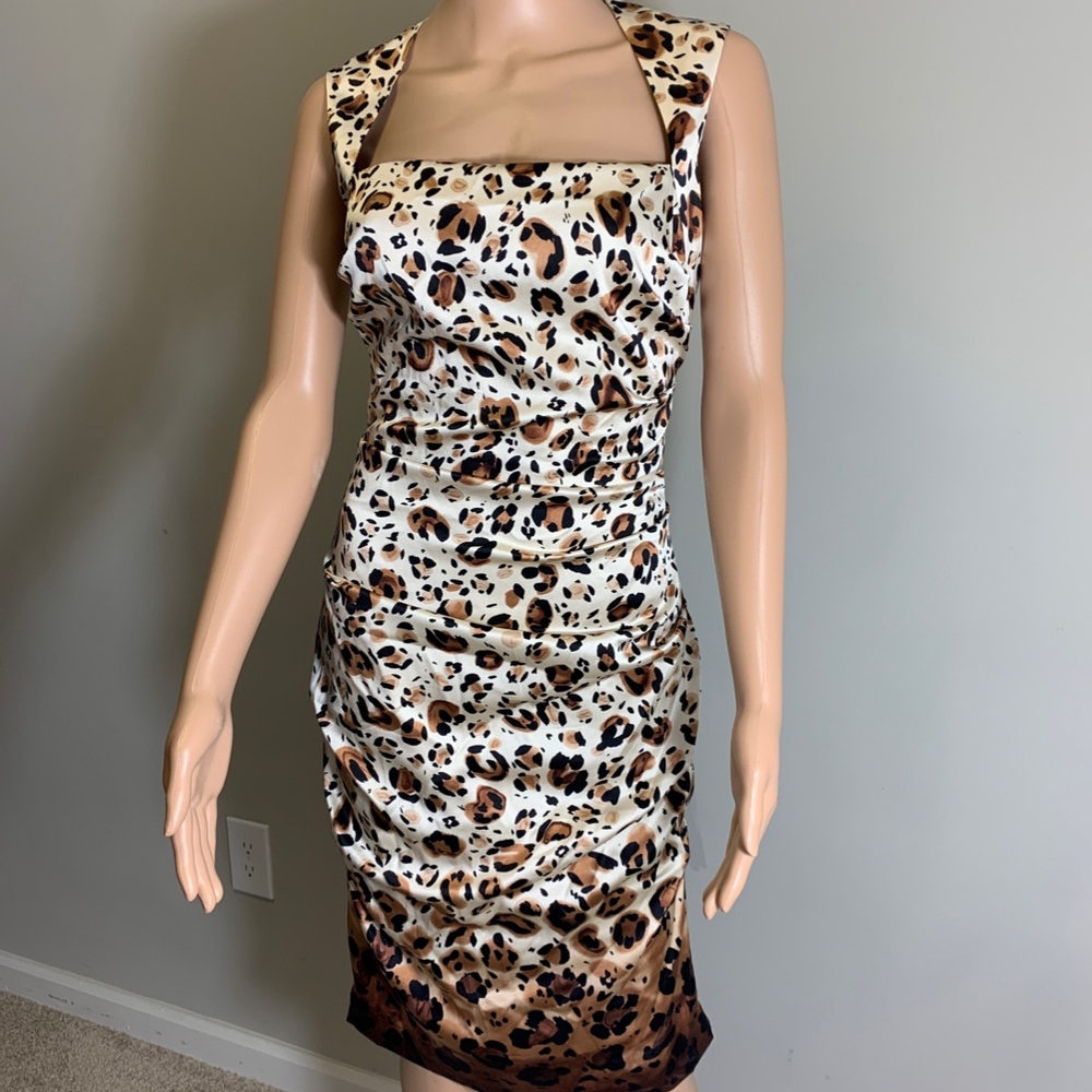 Nicole Miller Silk Cheetah Print Dress